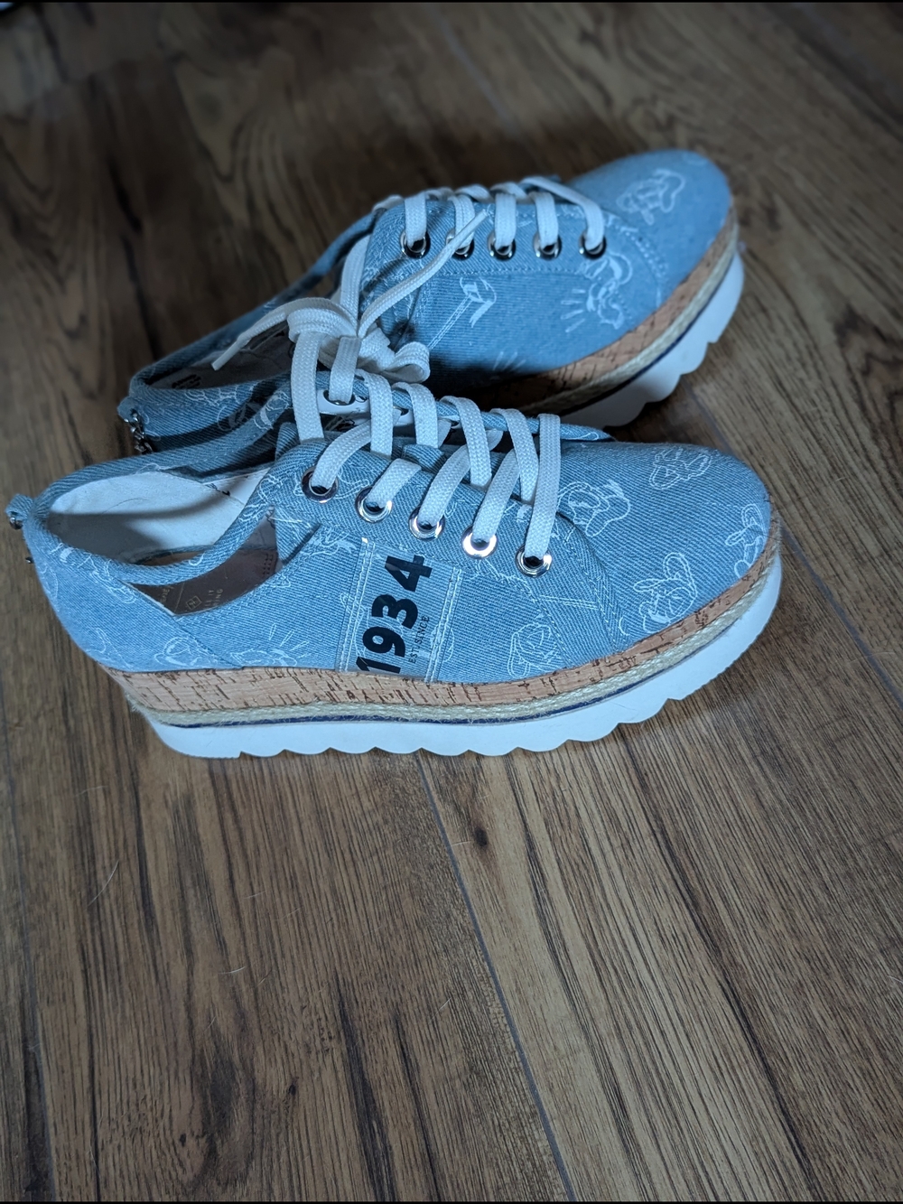 Donald Duck Denim Blue Platform Sneakers